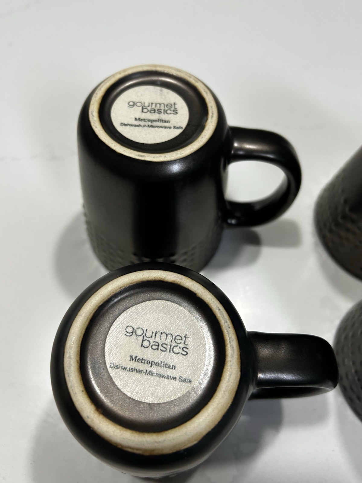Gourmet Basics Metropolitan Dotted Coffee Mugs Set of 4 16oz Black/White