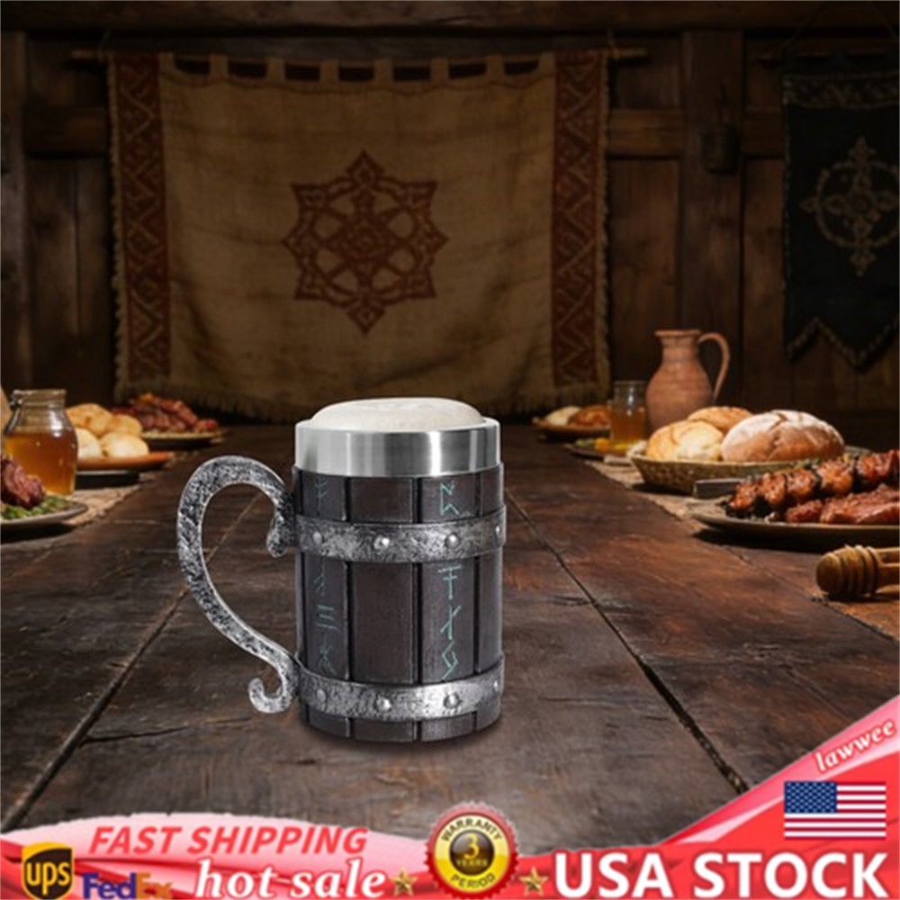 Viking Beer Mug Max 20oz 201 Stainless Steel Heavy Mug w/ Handle Easy To Hold