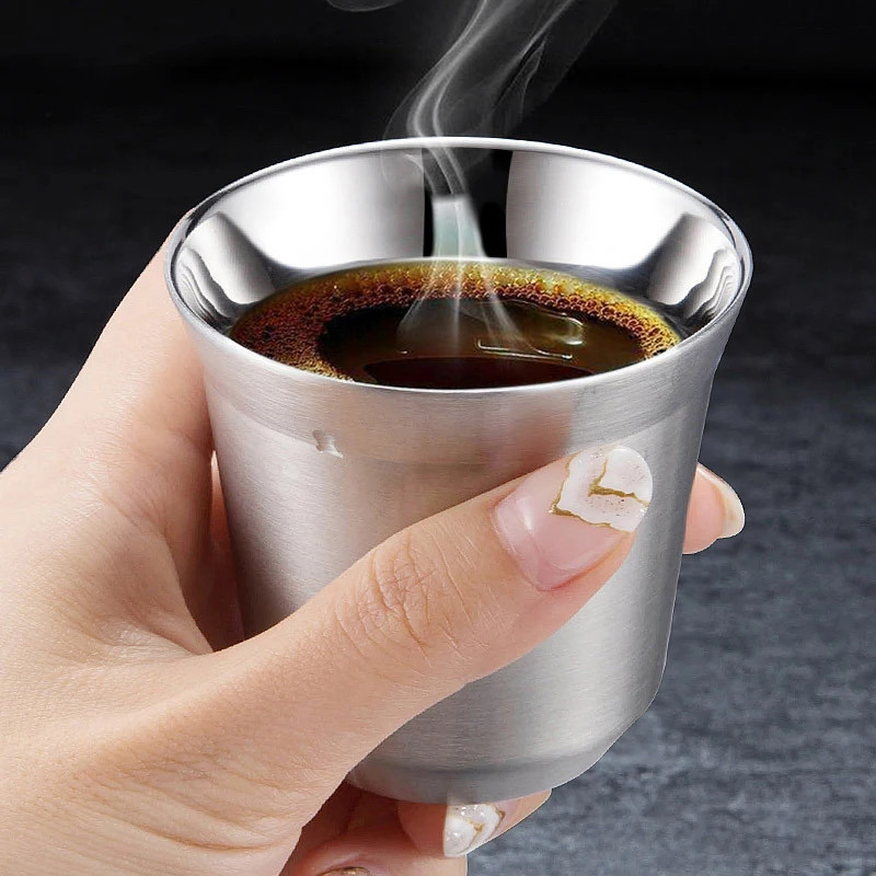 Double Wall Stainless Steel Coffee Mug 80ml/160ml Portable Cup Travel Tumbler Co