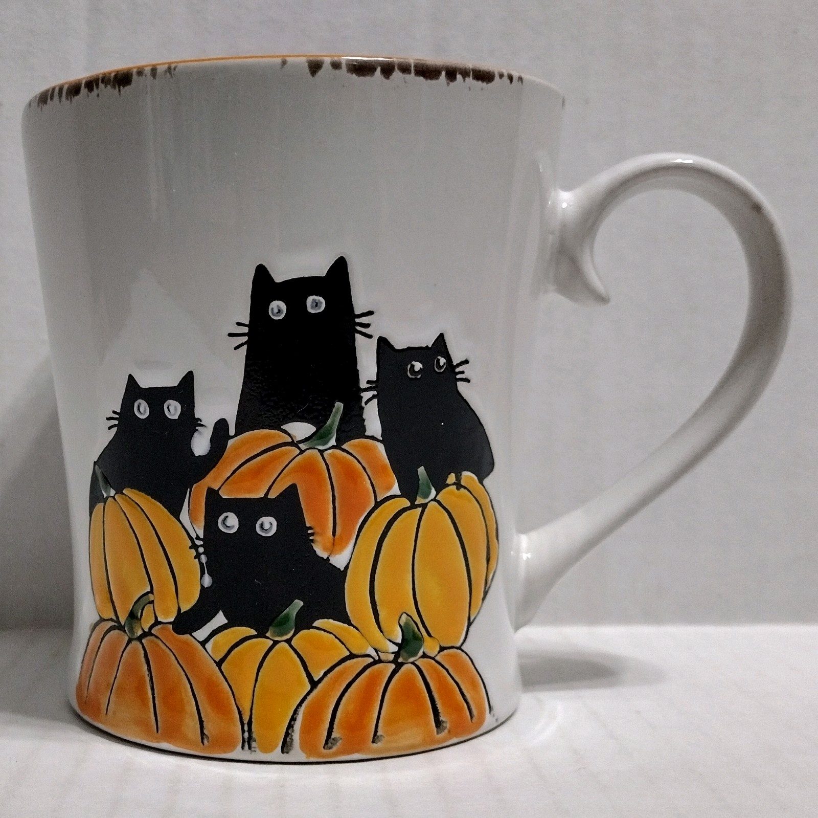 Spectrum Designz Halloween Black Cat Pumpkin Coffee Mug 16oz Ceramic 2022 NWOT
