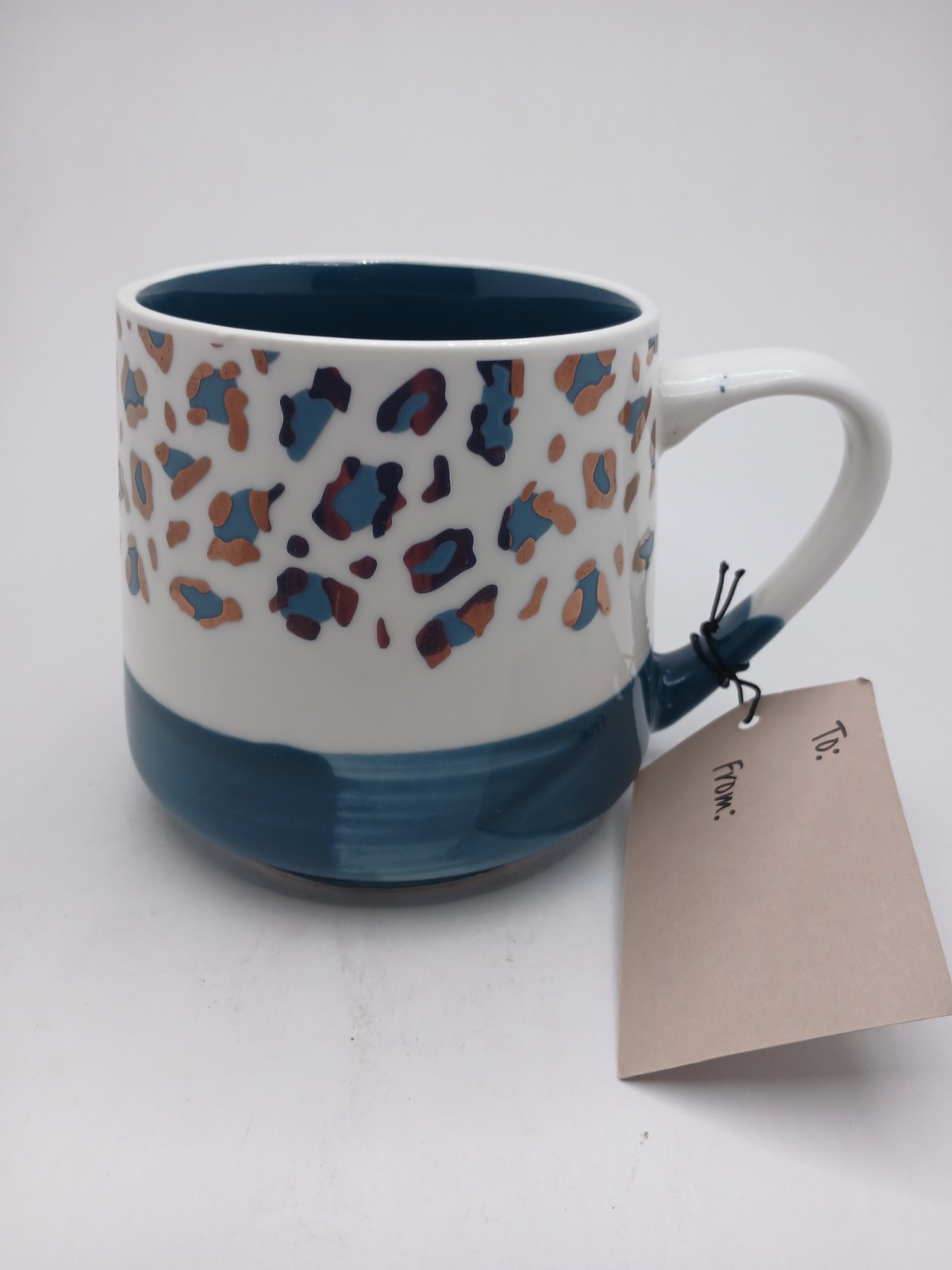 Leopard Print Coffee Mug Teal Interior Speckled Ceramic Gift Mug Modern