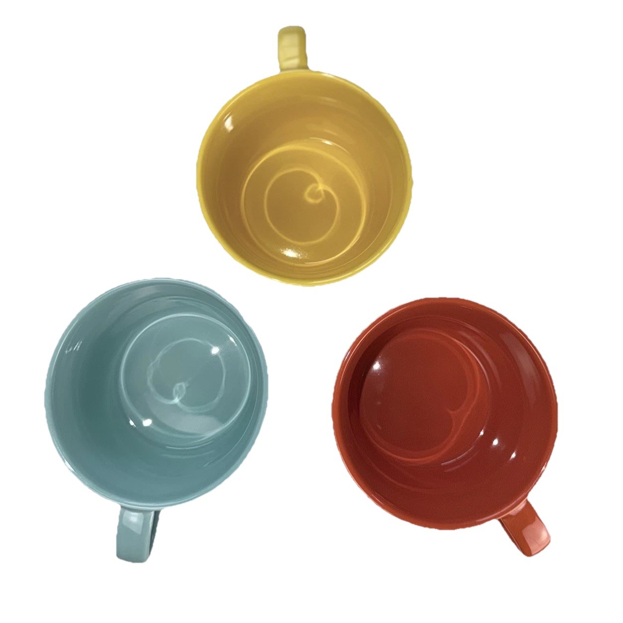 Sweese Stackable Set of 3 Cups 8 oz ColorBlock Yellow Blue Orange Coffee Mugs