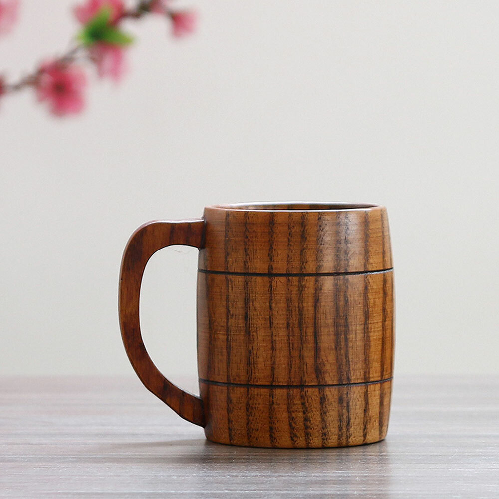 Vintage Handmade RARE Natural Wooden Cup Wood Mug Juice Beer Water Drinking