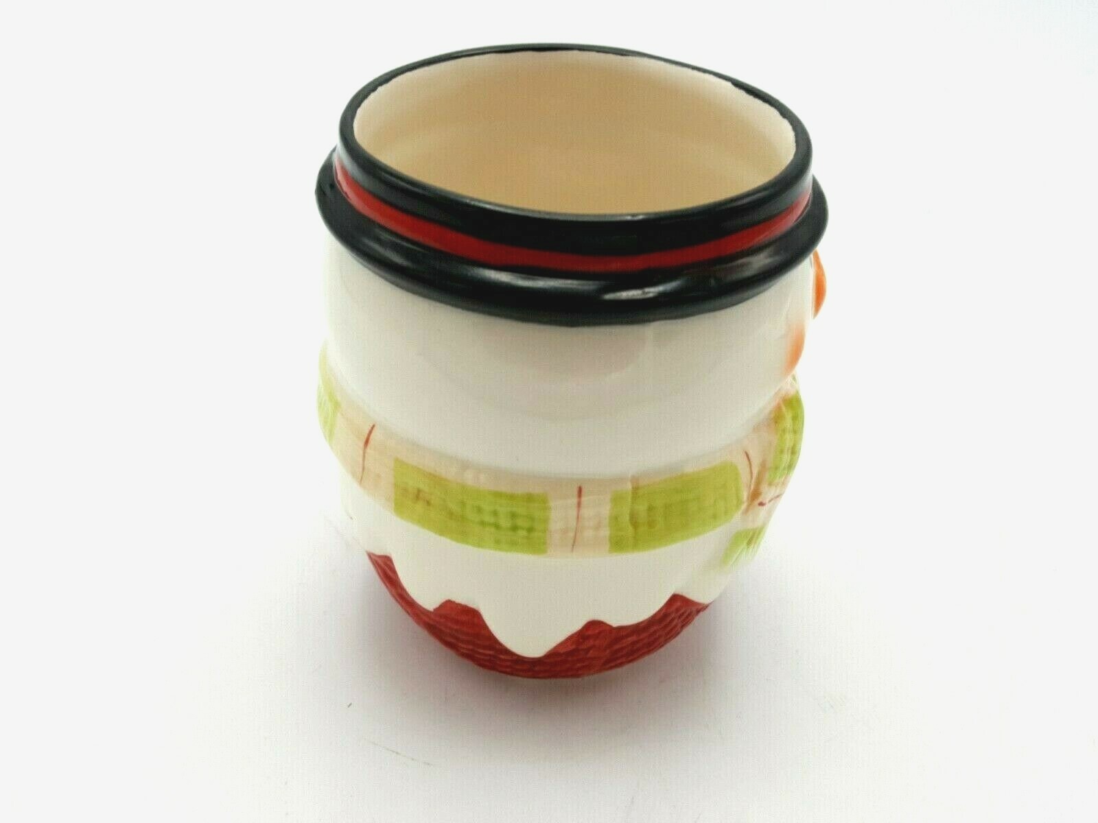 Snowman Porcelain Hot Chocolate Coffee Cup Holiday Mug Handpainted Happy Face