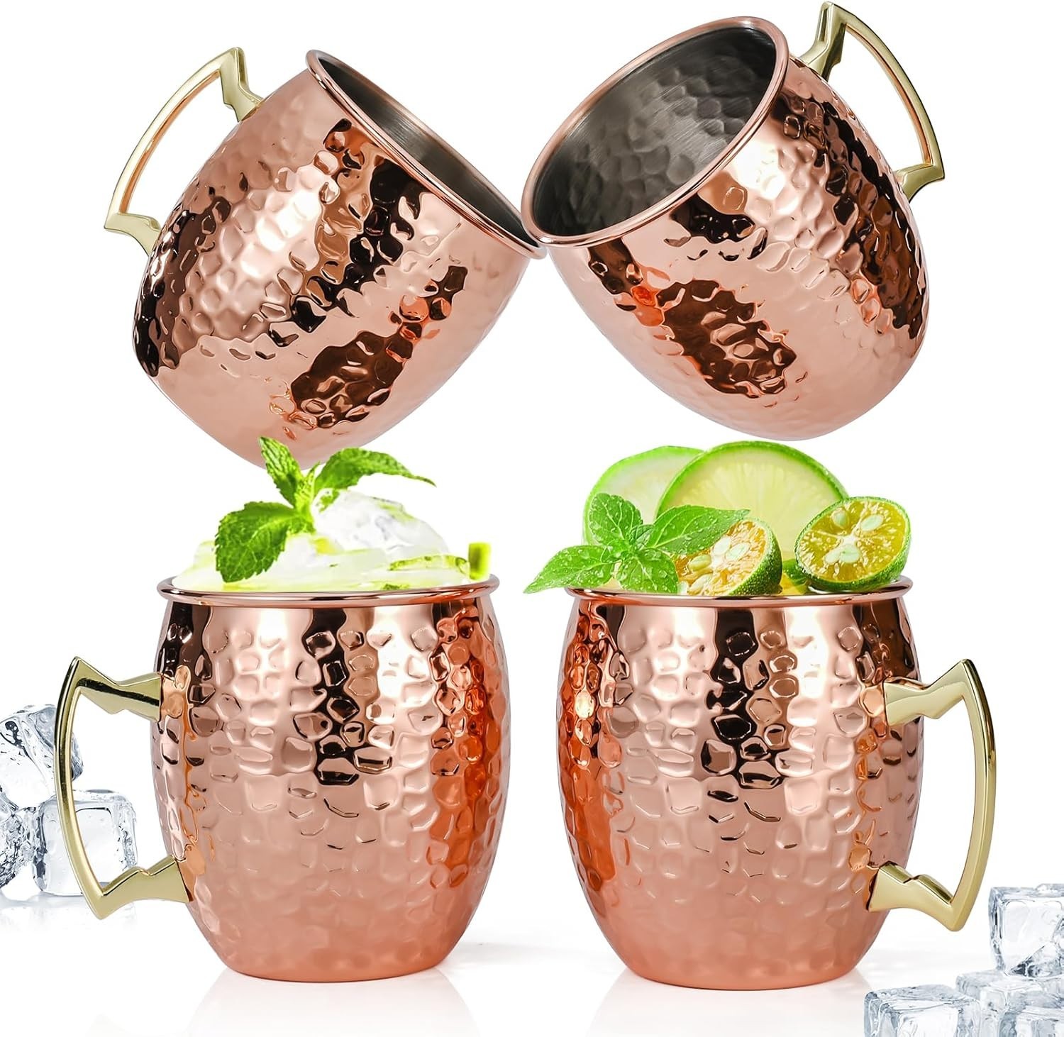 Moscow Mule Mugs – Set of 4-100% Pure Copper Mugs Large 16 oz – Food Safe – …