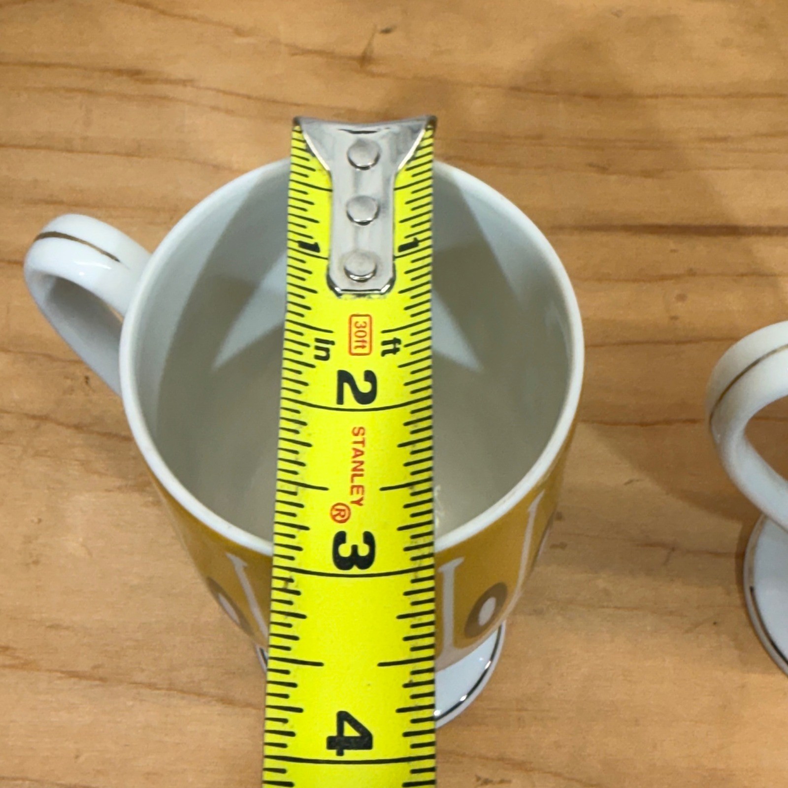 Vintage Footed Mugs Set of 2 Yellow Green Mid Century Modern Gold Trim Pedestal