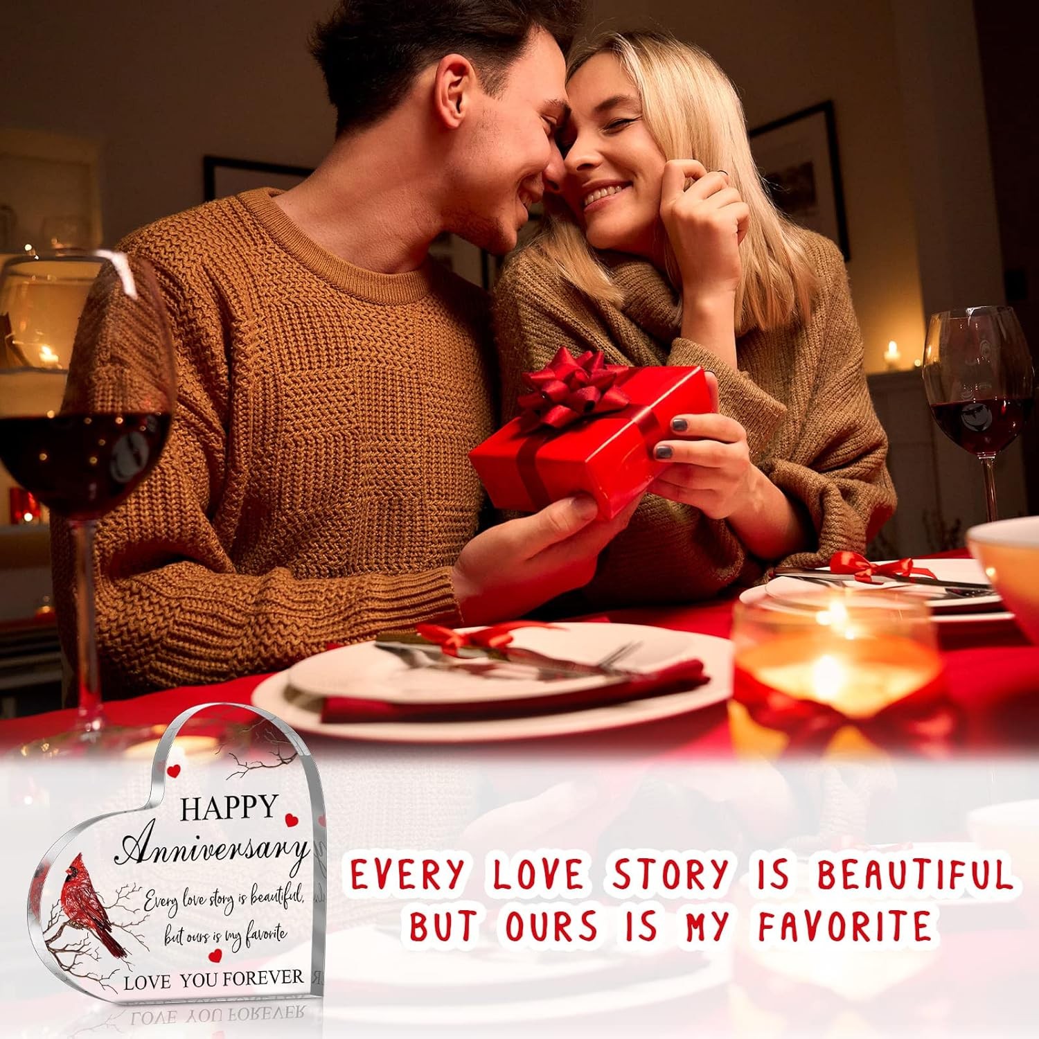 Happy Anniversary Cardinal Gift for Women Acrylic Gifts for Her Him Couple Wife