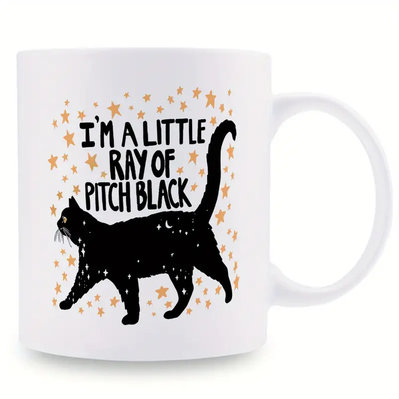 11 oz, black cat funny Mug birthday gift drinking cup ceramic room decoration