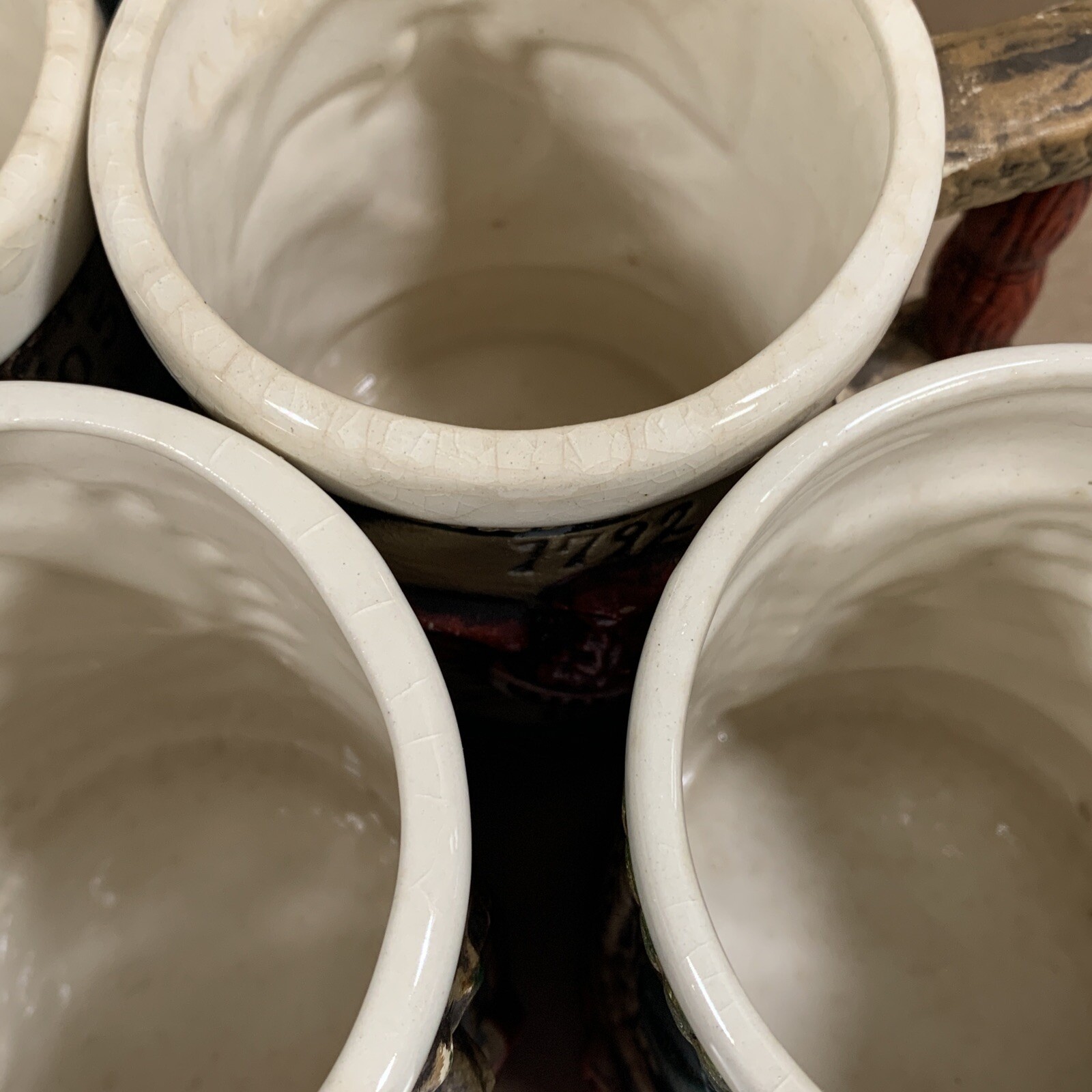 Ceramic Mugs Bird Bottle Mariner Colonial Inn Eagle 1776 Rustic Napcoware Set/5