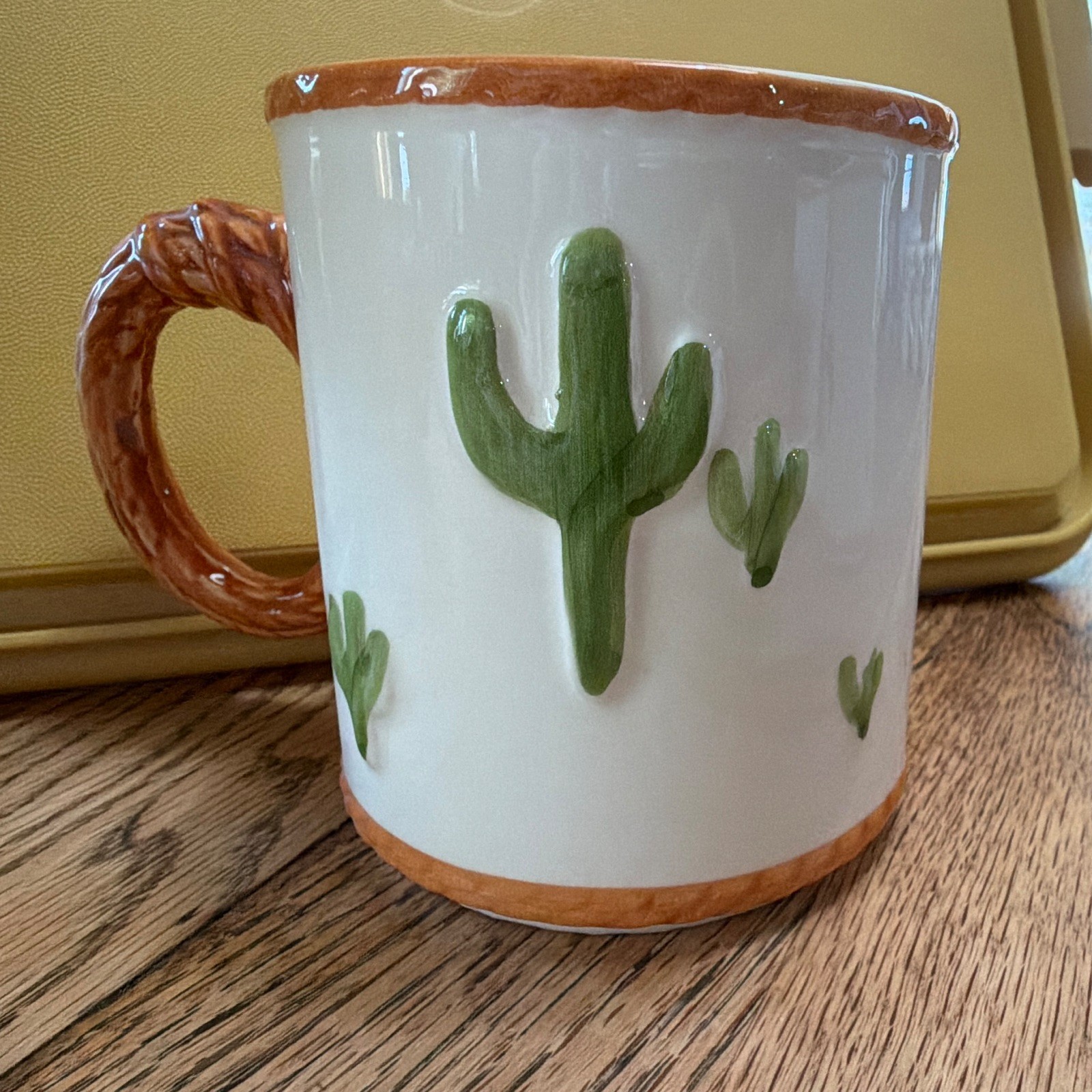 Vintage Set of 6 Western Cowboy Bucking Bronco & Cactus Ceramic Mugs