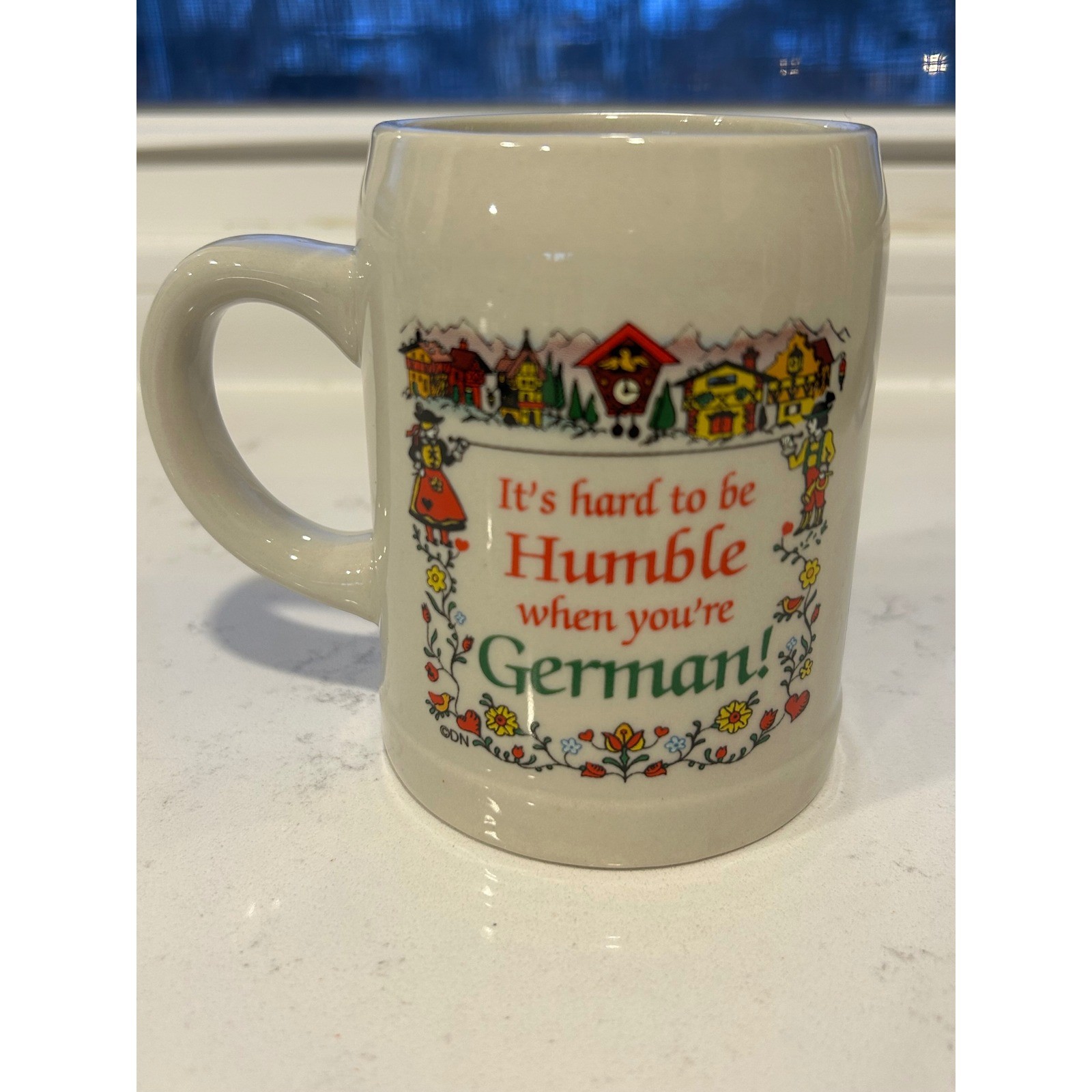 Vintage DN & EI German Coffee Mug Stein It’s Hard To Be Humble Novelty