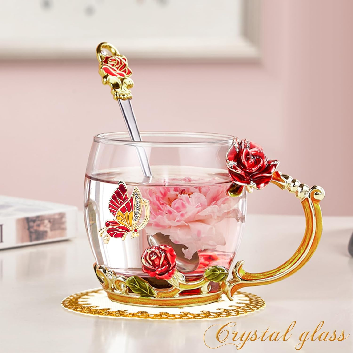 Enamel Glass Coffee Mug Gift for Mom Wife Girlfriend Valentine Birthday