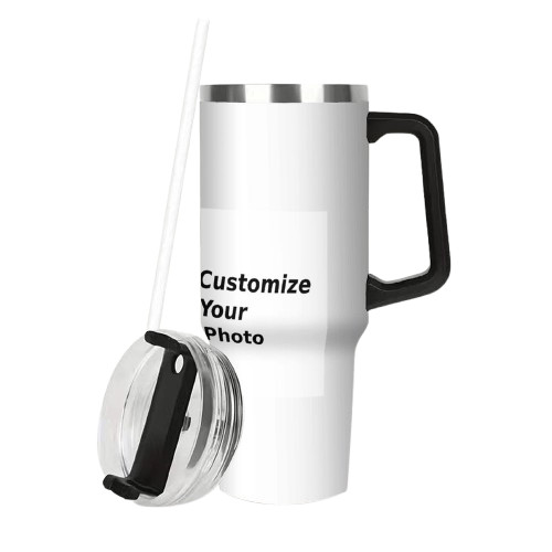 Personalized Engrave Photo Text Drink Tumbler With Lid Straw Laser Printing Gift
