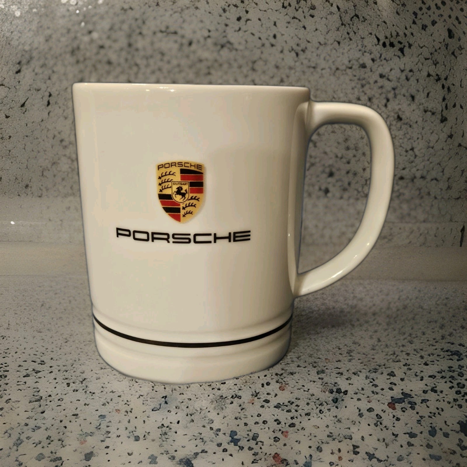 PORSCHE | White Coffee Mug w/Crest & Gold Trim | 14oz | Made in Germany by KAHLA