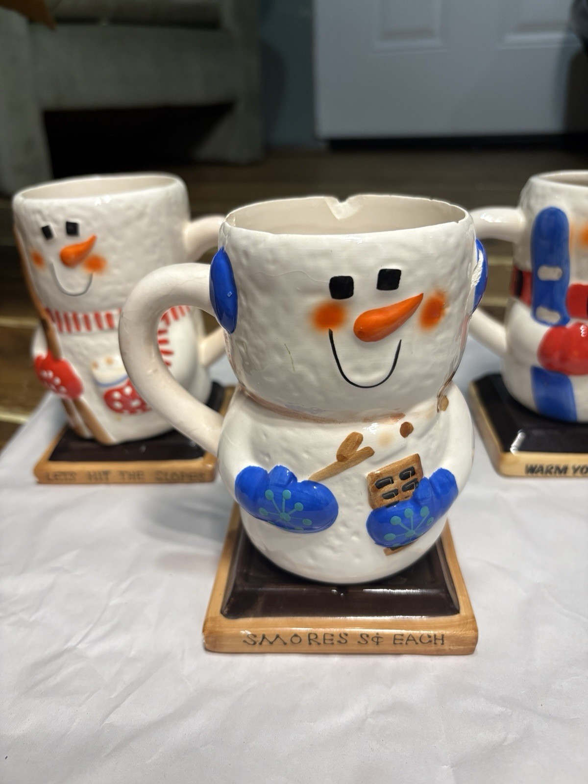 Bay Island Inc. Christmas Snowman Figural Ceramic Mugs Set of 3, 8 fl oz