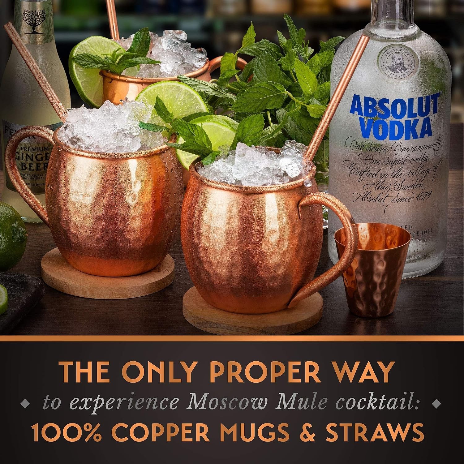 Copper Drinkware Set for Home Bar Enthusiasts