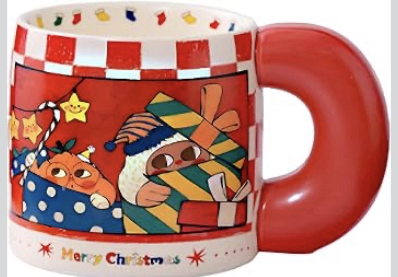 New Merry Christmas Tree Santa Coffee Tea Mug Justup Large Handle Folk