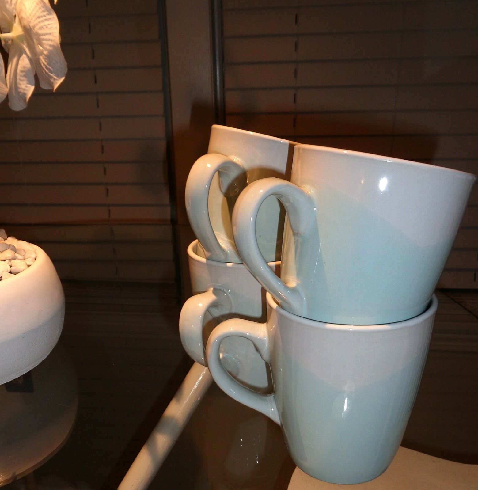 (4) AMERICAN ATELIER ‘Oasis Mint’ 14oz. 4½” COFFEE MUGS: Stoneware, Set of 4