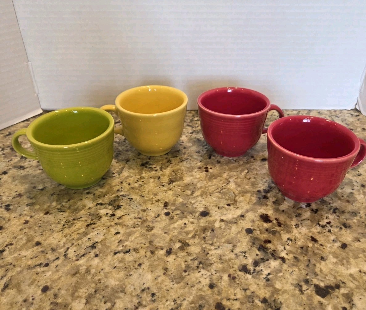 Fiesta 7oz Cups Set of 4 Assorted Colors Fiestaware Espresso Coffee Tea Mugs