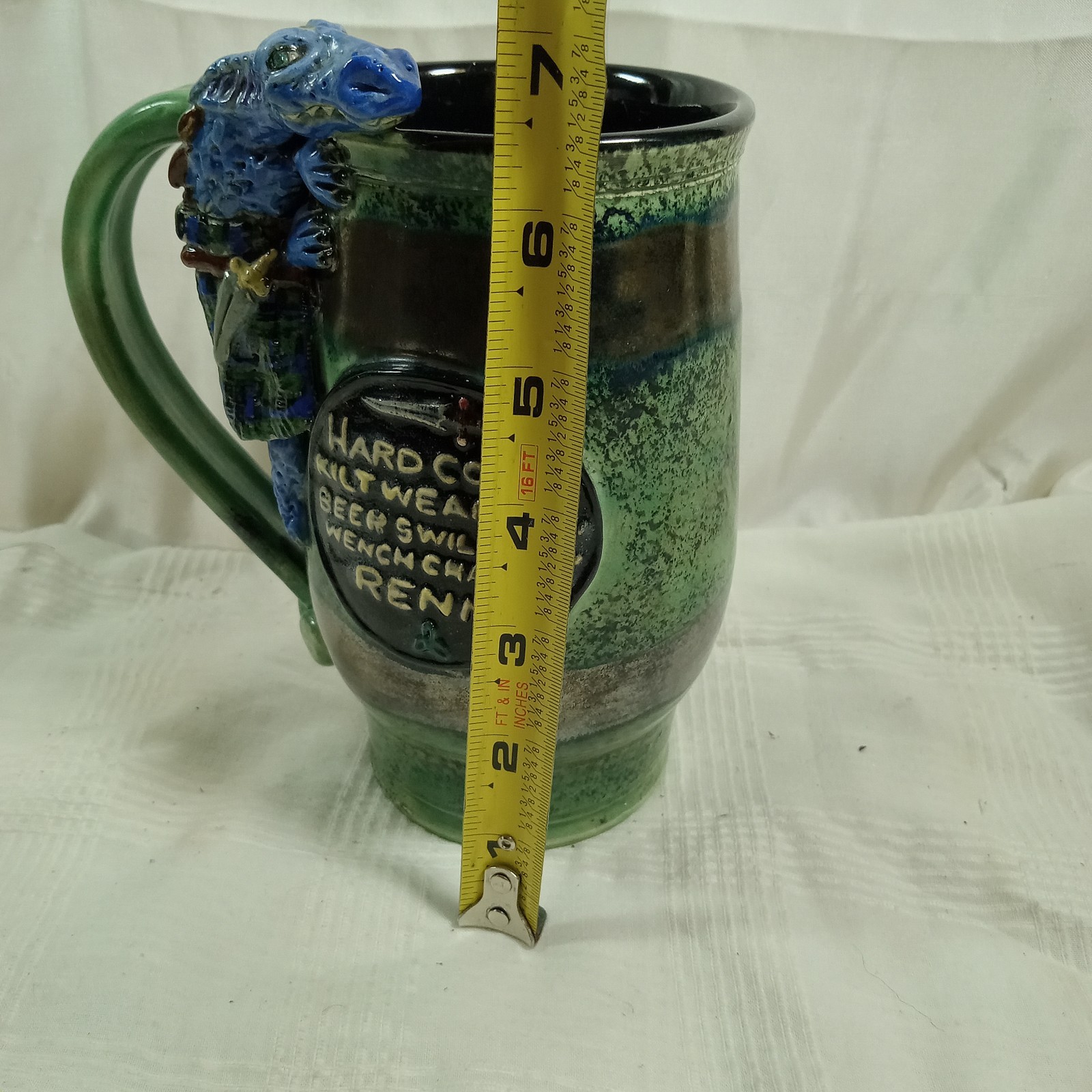 Hand Crafted/Signed Stein~Mug Pottery Renaissance Festival 2011 ~ Dragon & Verse