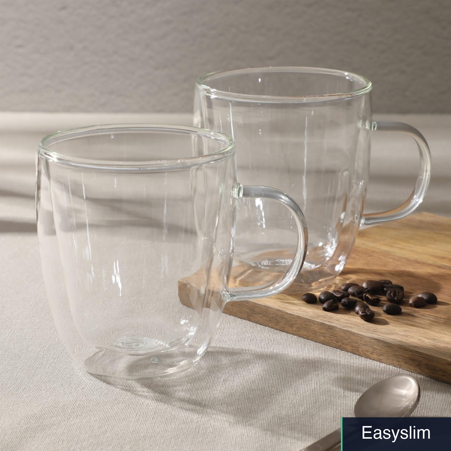 Coffee Mugs 16 Ounce Set of 2 Double Wall Borosilicate Glass Insulated