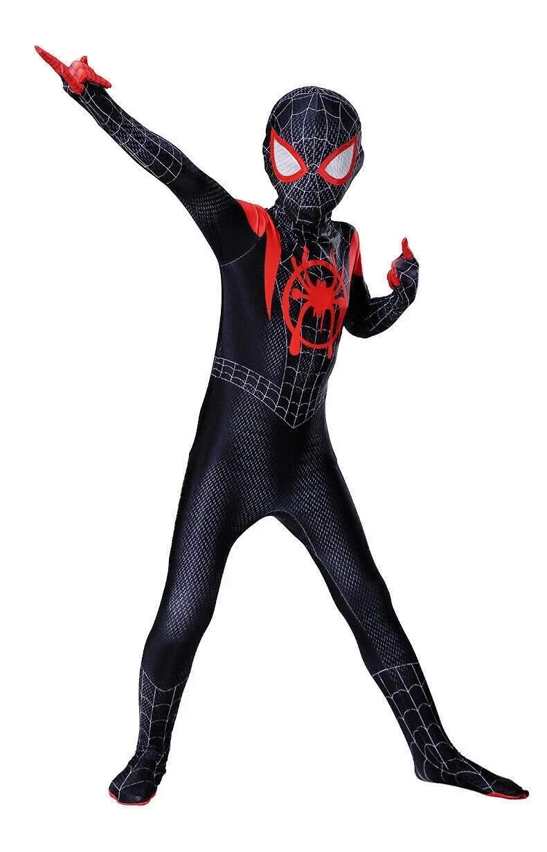 SpiderVerse Miles Morales Spiderman Jumpsuit Kids/Adult Costume Cosplay