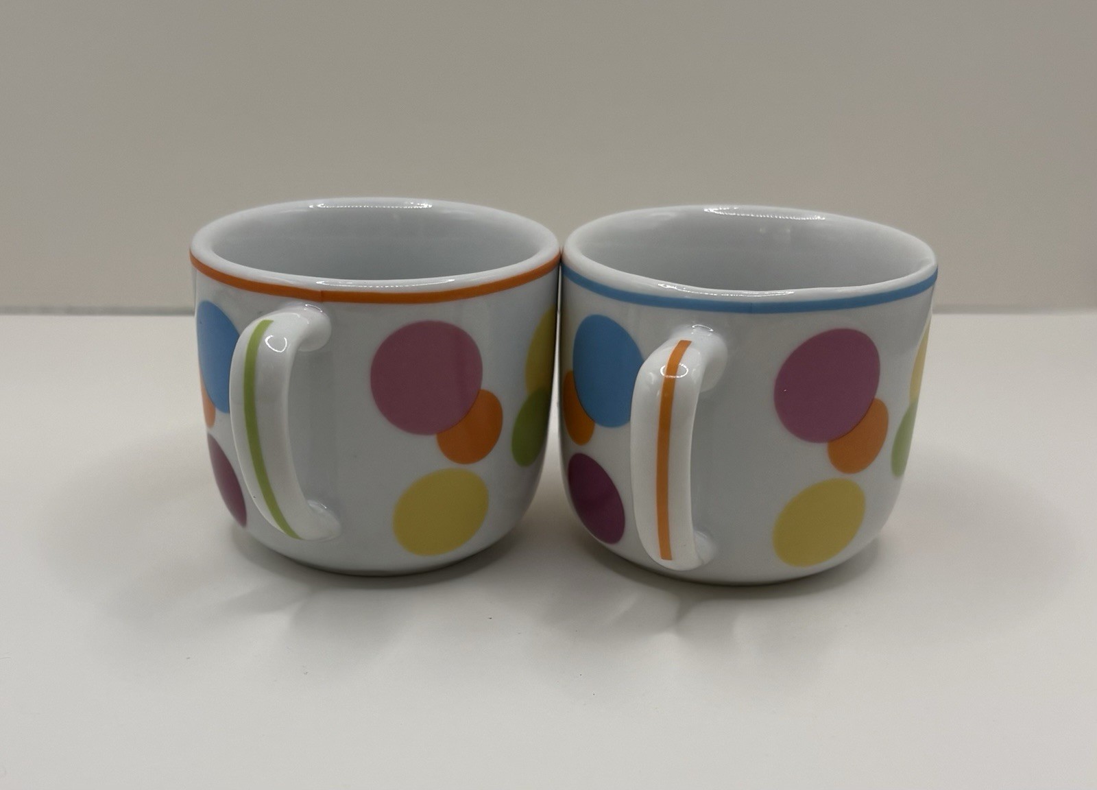 Ceramic Mug Set of 2 Multicolor Polka Dot Decorated Mugs