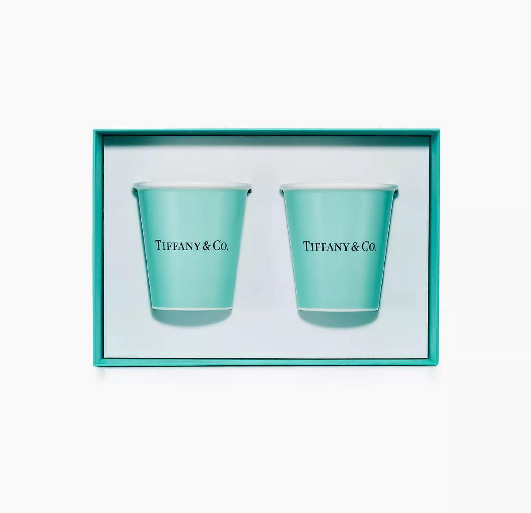 Tiffany & Co. Bone China Paper Cup Set of 2 with Box Coffee New Japan Genuine