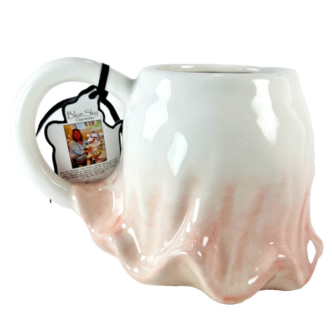 Blue Sky Clayworks Pink Ghost Mug Halloween 2023 Heather Goldminc New with Tags