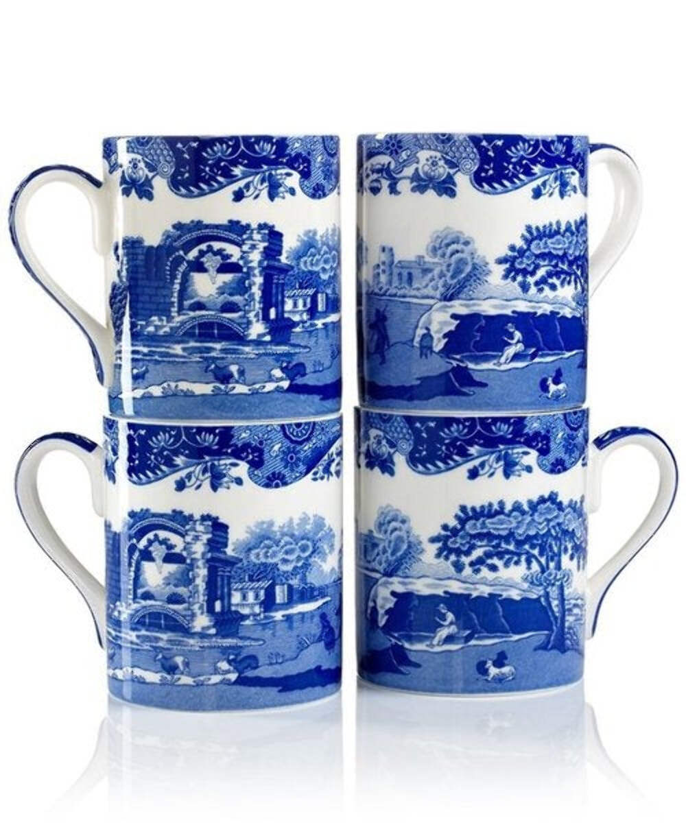 Blue Italian 12 oz. Mugs – Set of 4 in Gift Box (price includes shipping)