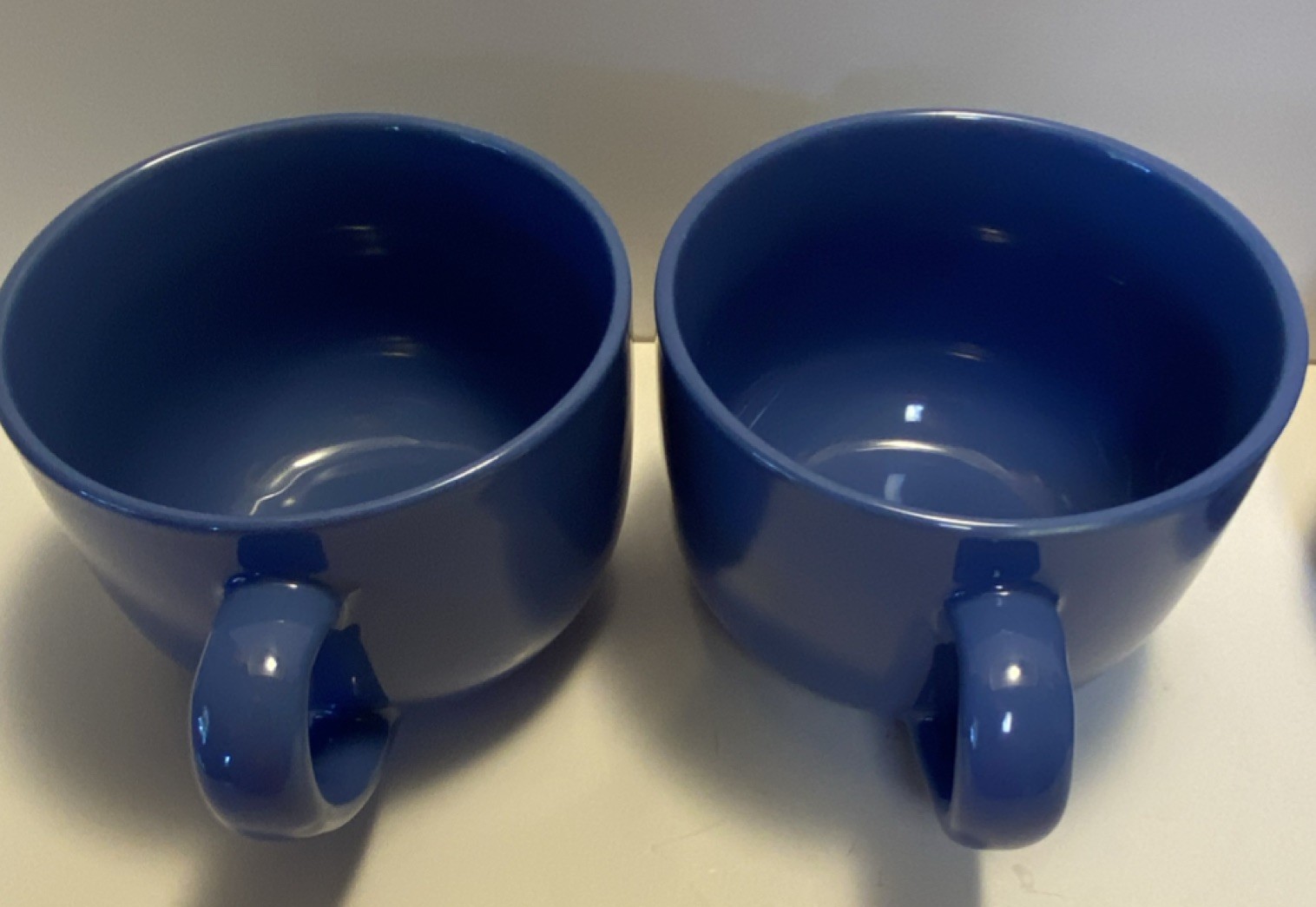 OMNIWARE TEAZ CAFE’COLLECTION SET OF 4 SAPPHIRE BLUE 24oz MUGS,DURABLE STONEWARE