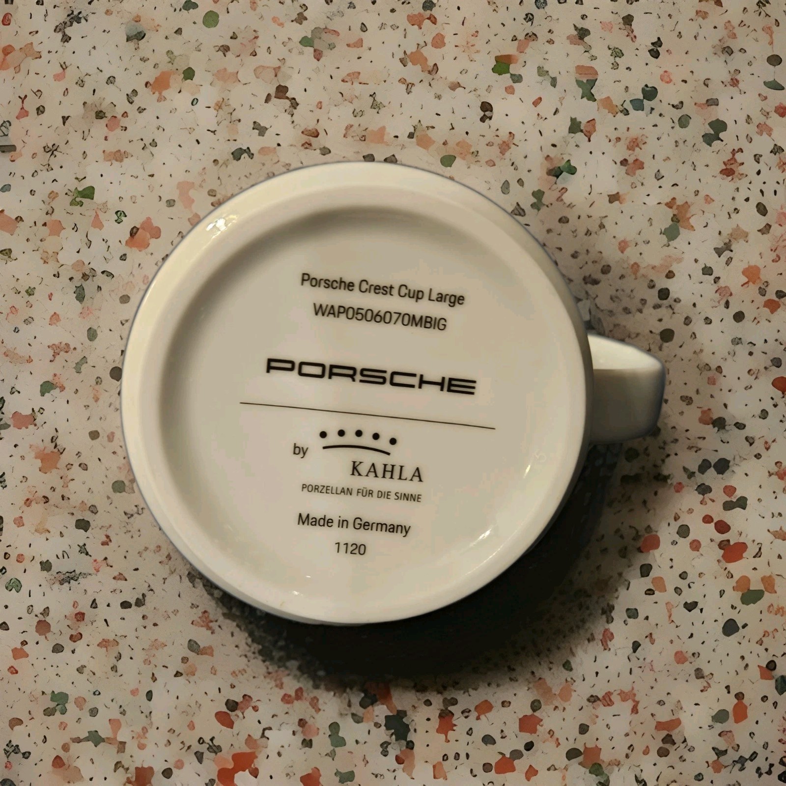 PORSCHE | White Coffee Mug w/Crest & Gold Trim | 14oz | Made in Germany by KAHLA