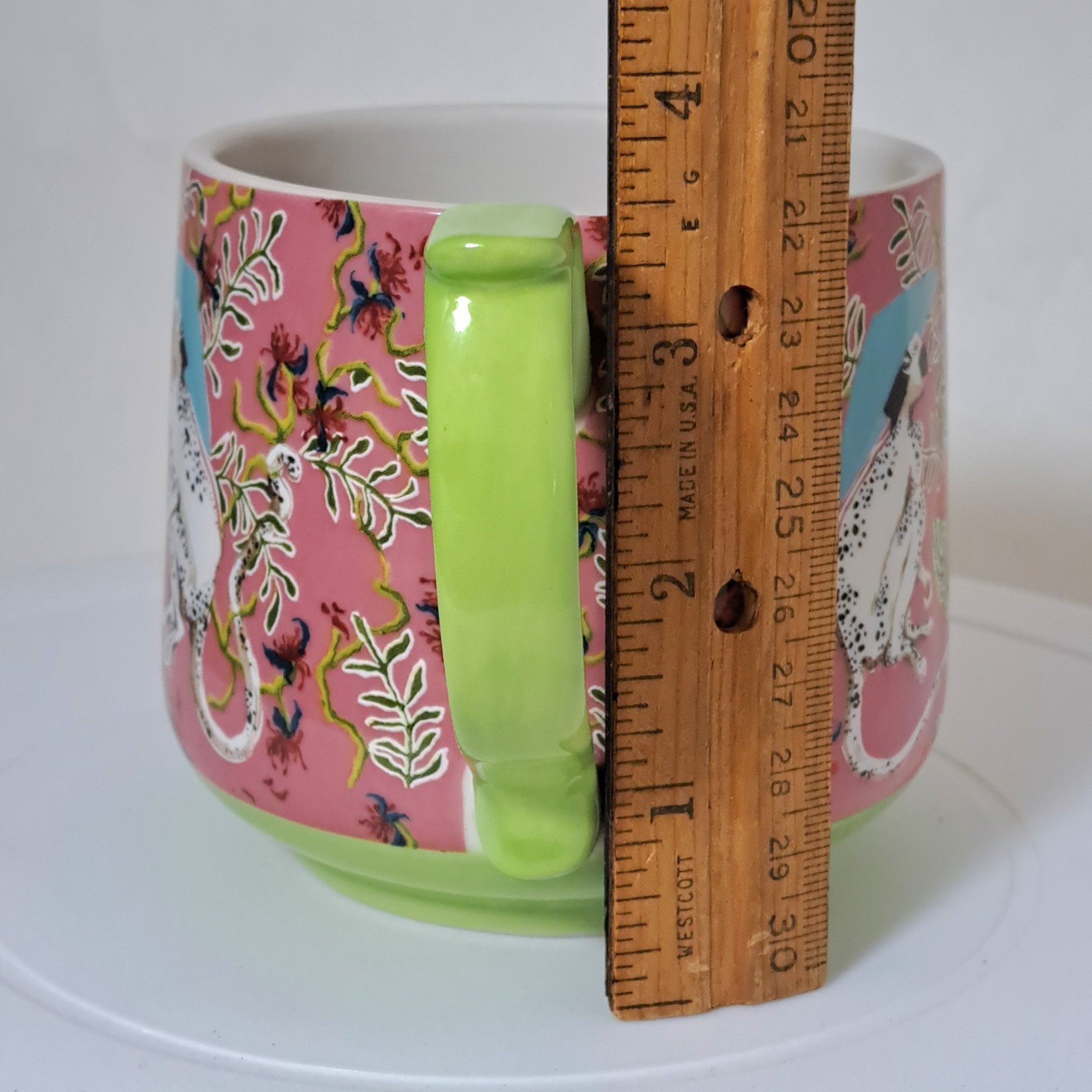 Anthropologie Paige Gemmel Eastern Animals Mug Spotted Monkey w/ Raspberries EXC