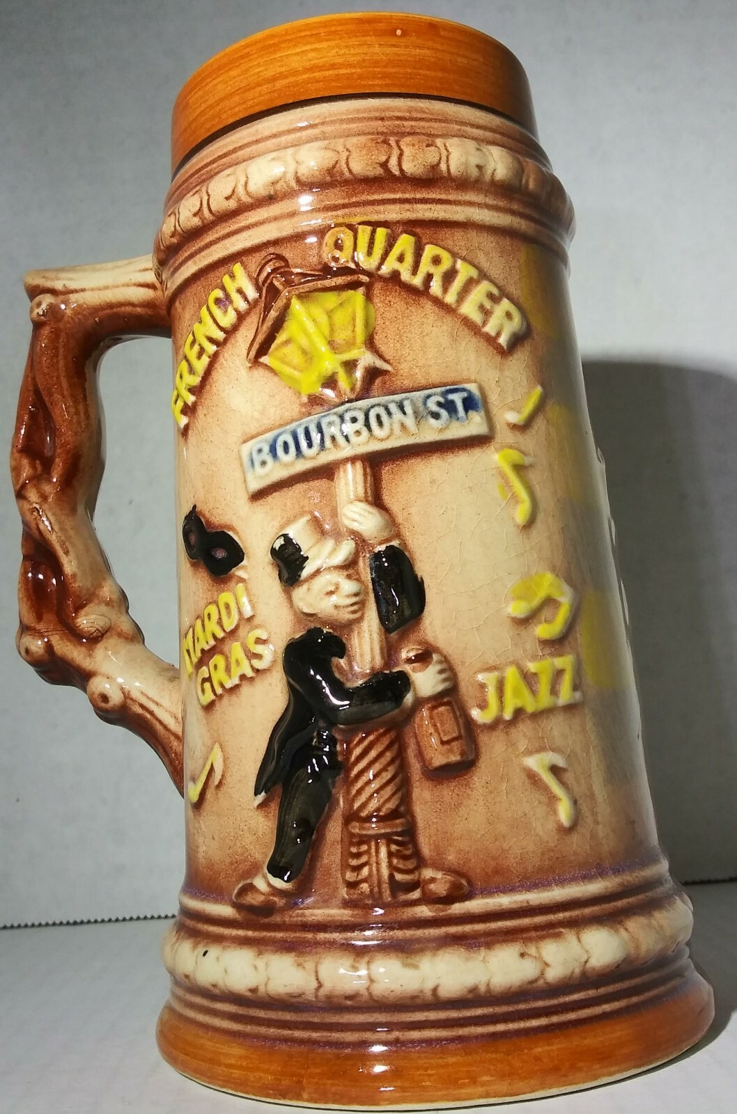 New Orleans Souvenir Stein French Quarter Bourbon Street Vintage Made In Japan