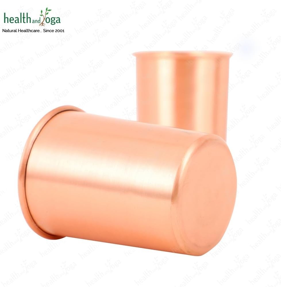Juego De Tazas De Cobre Sólido Puro Hechas A Mano Medidor 2 Piezas 8 Fl Oz NUEVO