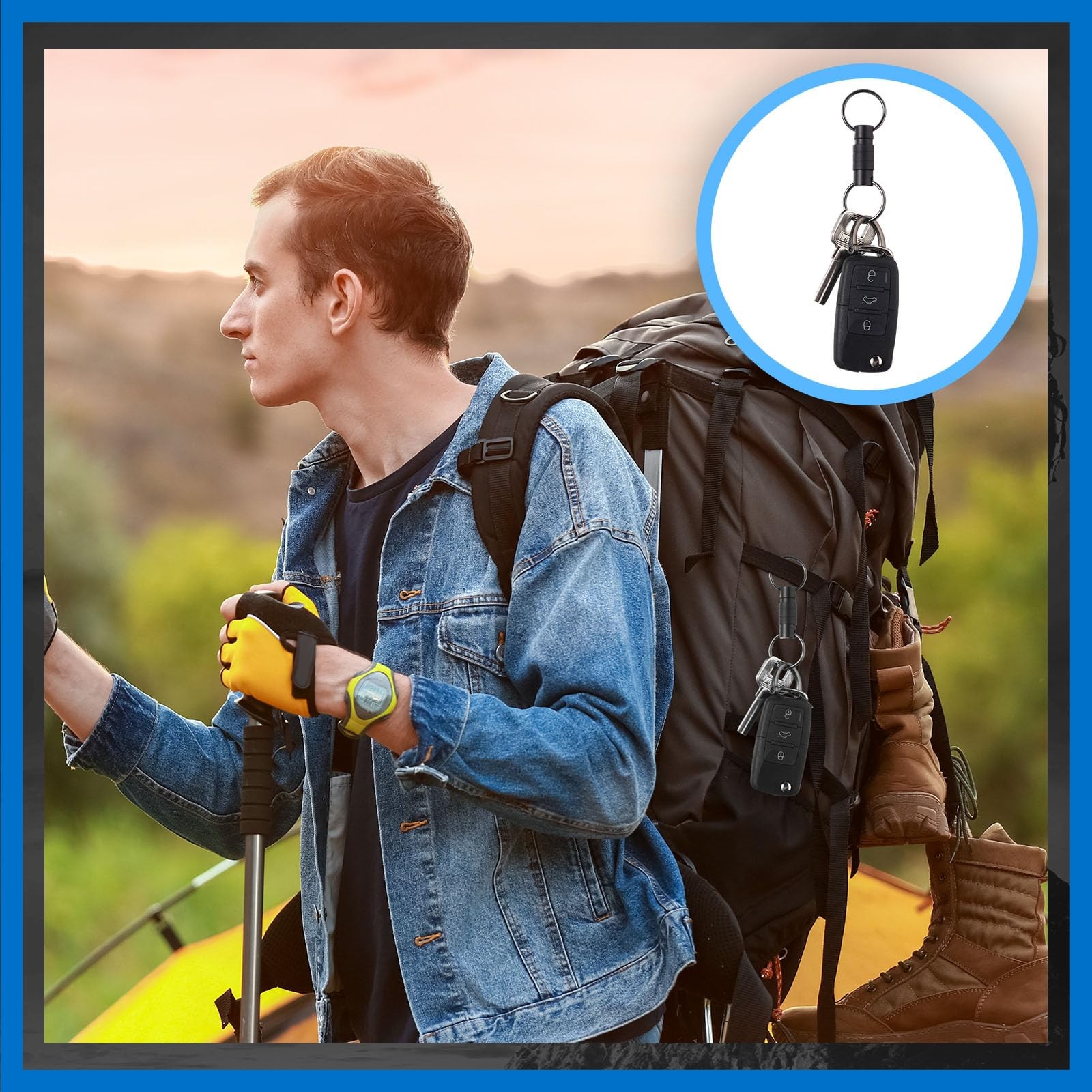 Yaocom 2 Pieces Quick Release Swivel Keychain 3 x 1.0 x 0.4 inches, Black