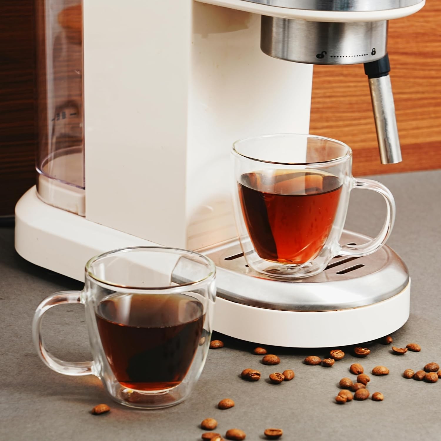 Insulated Espresso Glass Mugs 5.4oz/160ml, Small Clear Coffee Mugs Set of 2,