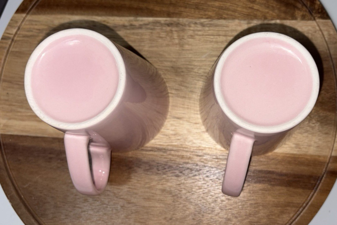 Set of 2 Blush Pink Ceramic Latte Coffee Mugs Unbranded