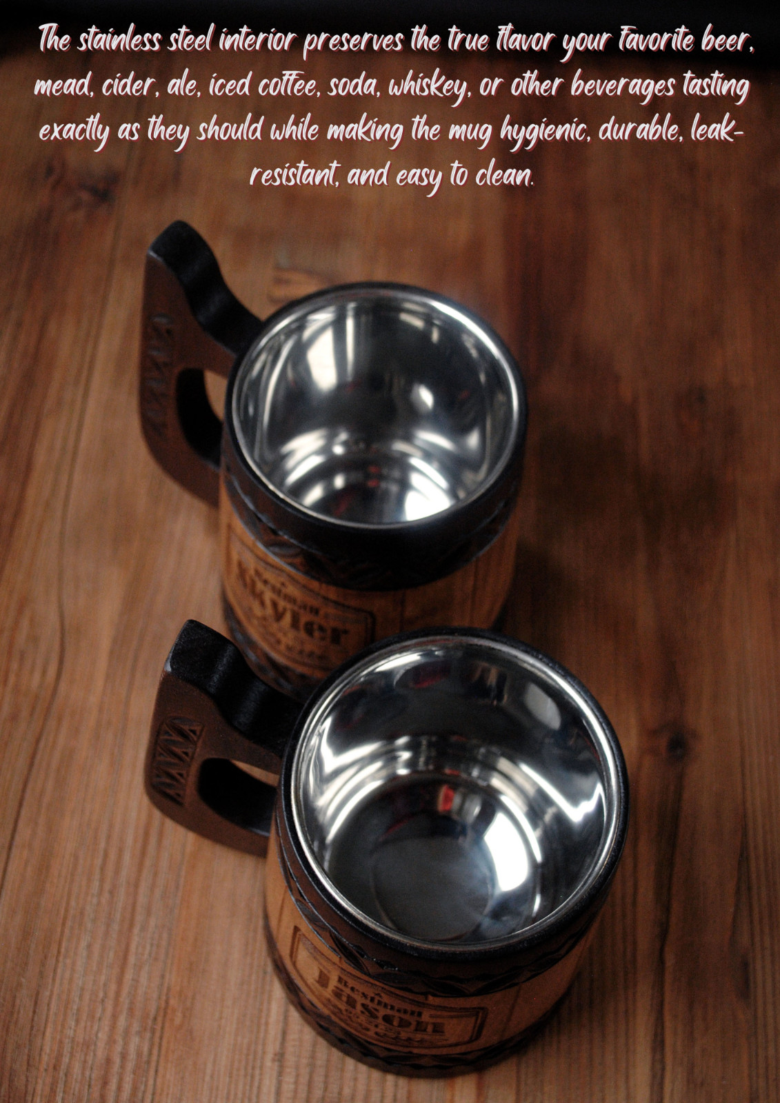 Wooden Beer Mug Custom Wedding Gift Personalized Tankard for Him Viking stein