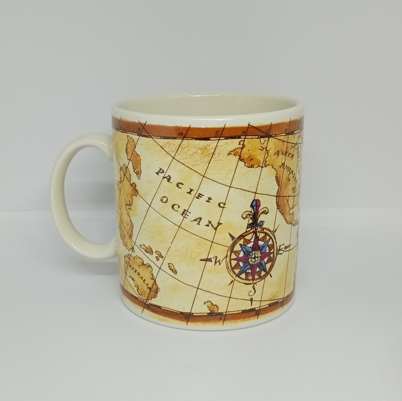 Vintage Papel CONTINENTS Antique Atlas World Map Travel Ceramic Coffee Mug 12oz