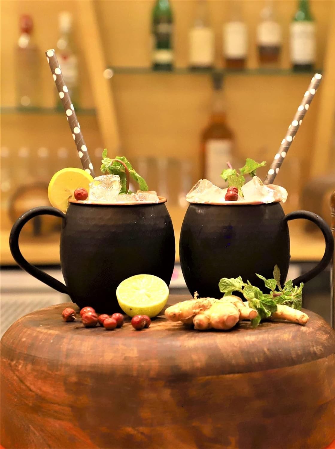 16 Oz Black Matte Moscow Mule Mugs Pure Copper 2 Count (Pack of 1) Matte Black