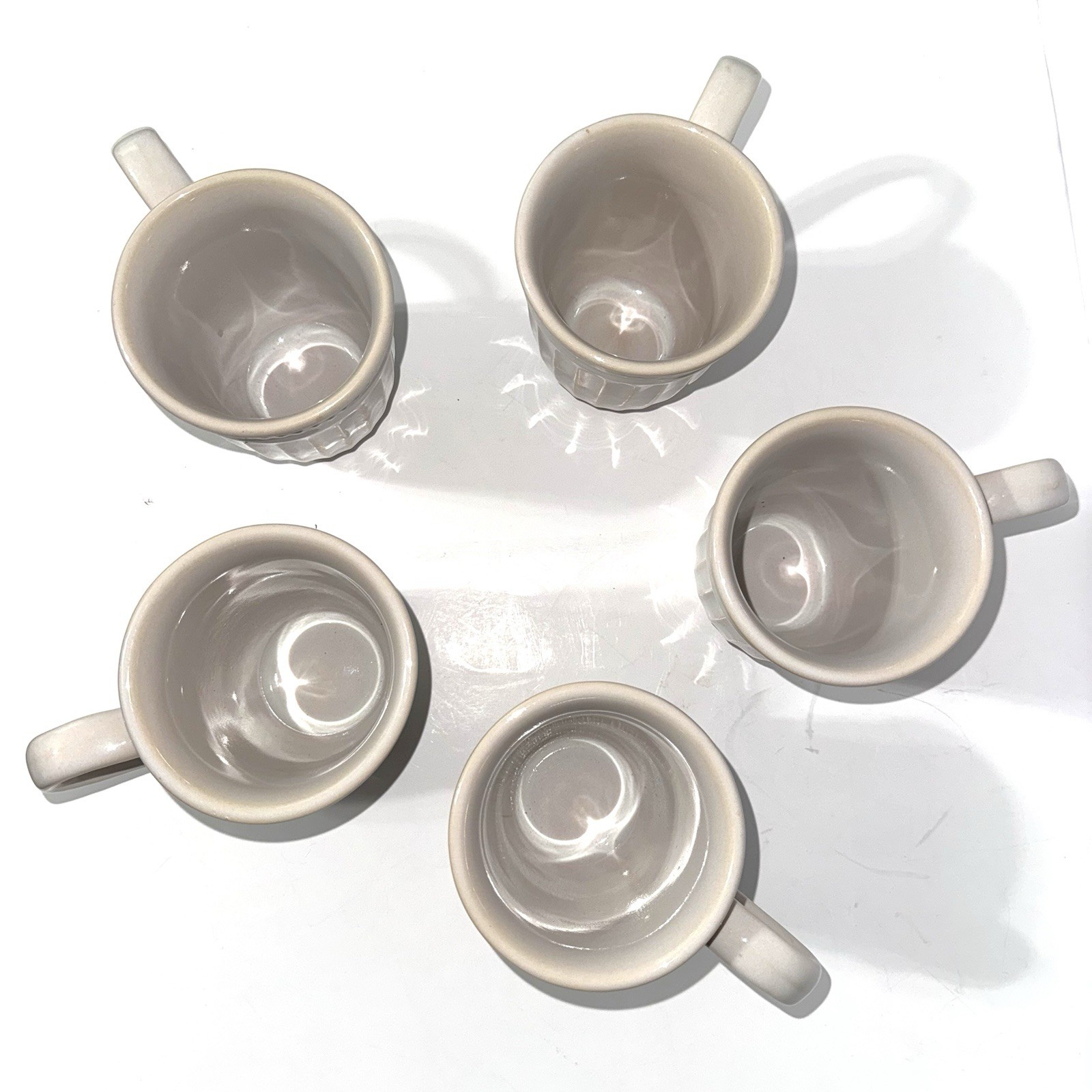 Bombay Company Coffee Mugs Swiss Dots Pattern Vintage Set of 5 -Excellent Cond!