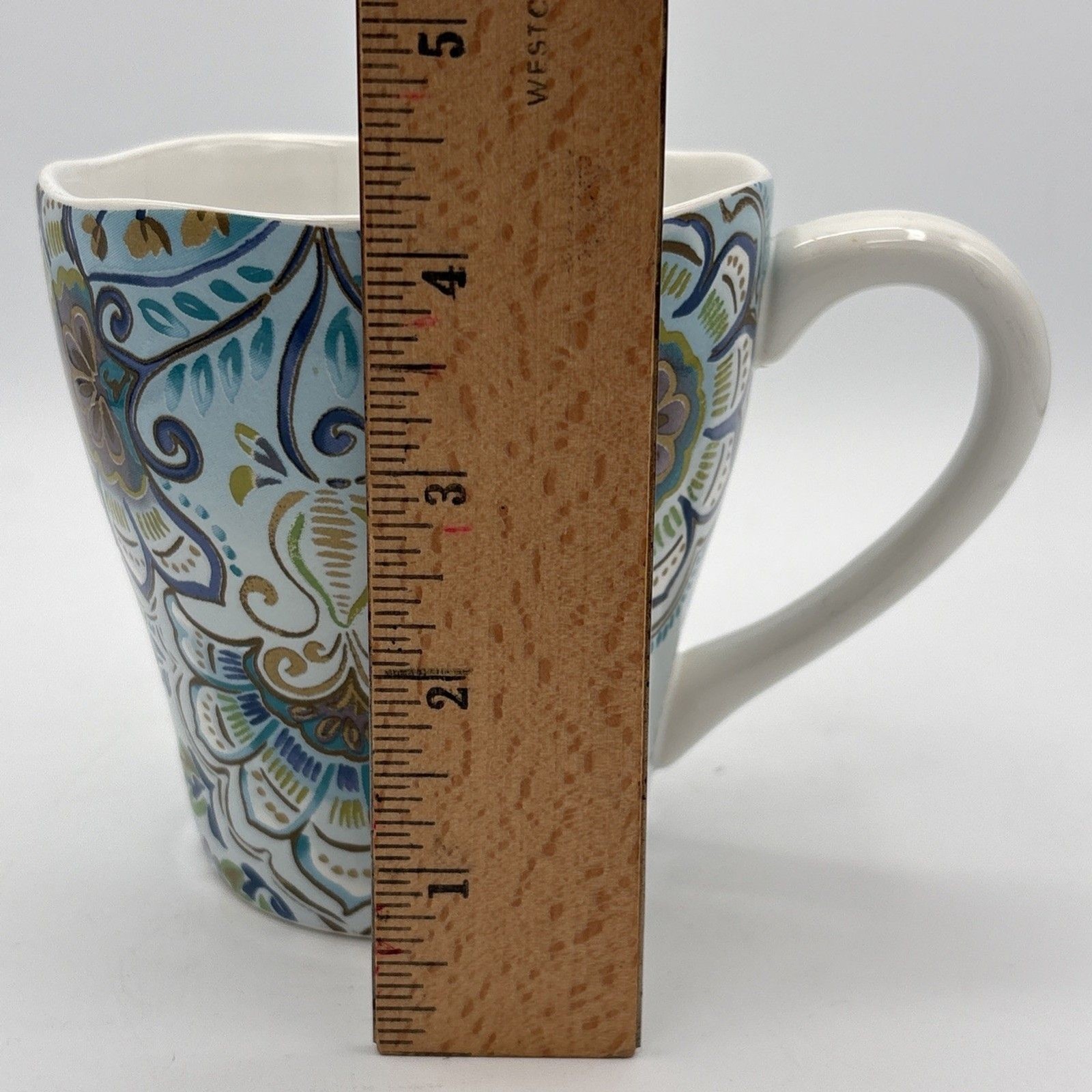 222 Fifth Blue Multicolor Floral Aisha 14 oz Fine Porcelain Coffee Tea Mug EUC