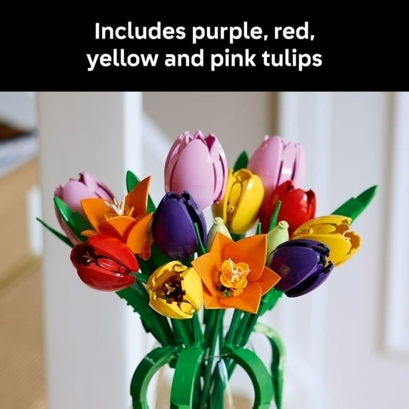 LEGO Botanicals Tulip Bouquet Building Set for Adults – Gift for Mothers Day – B