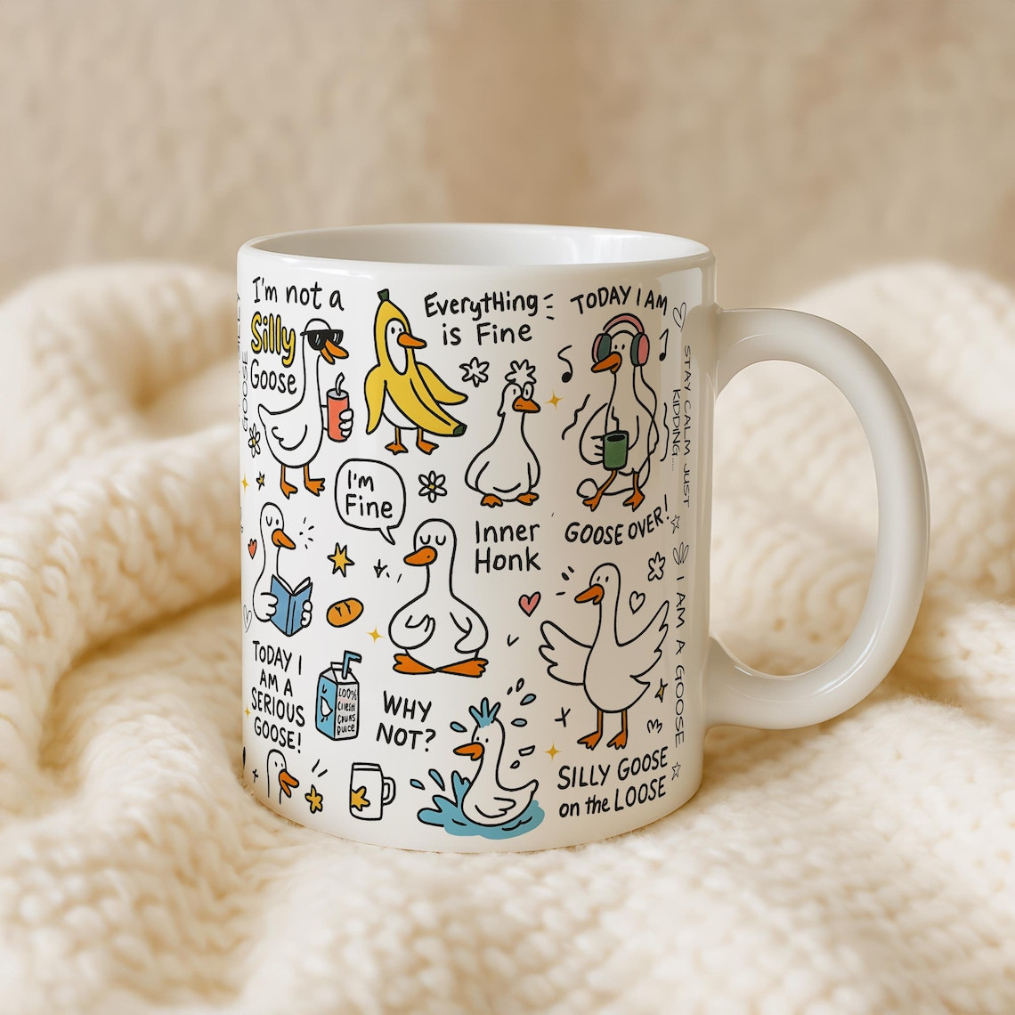 Funny Silly Goose Meme Mug, Farm Animal Gifts Humorous Coffee Mug Sarcastic Mugs
