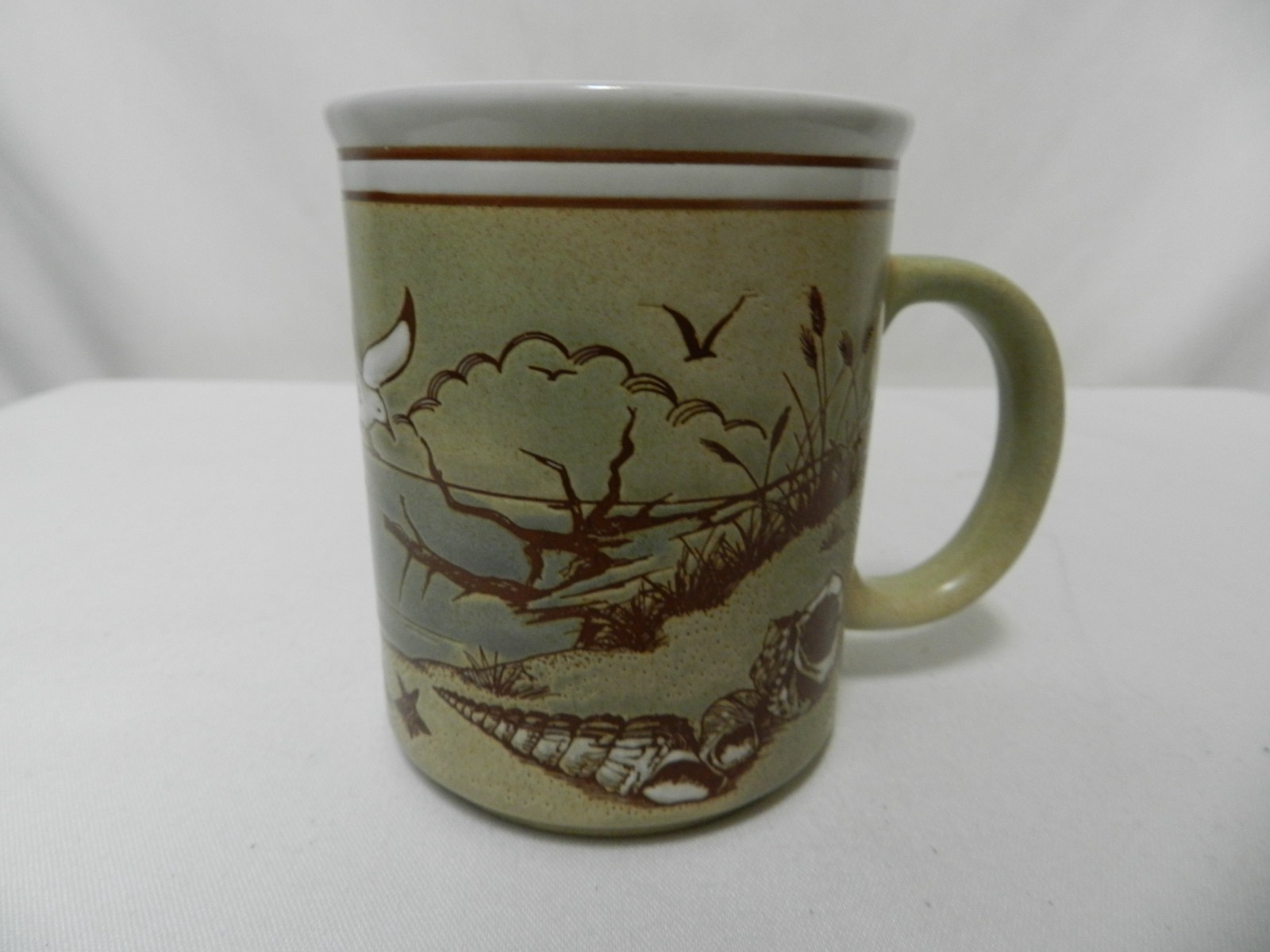 Otagiri Vintage Seagulls Nautical Shells Starfish Ocean Japan Mug Cup stoneware