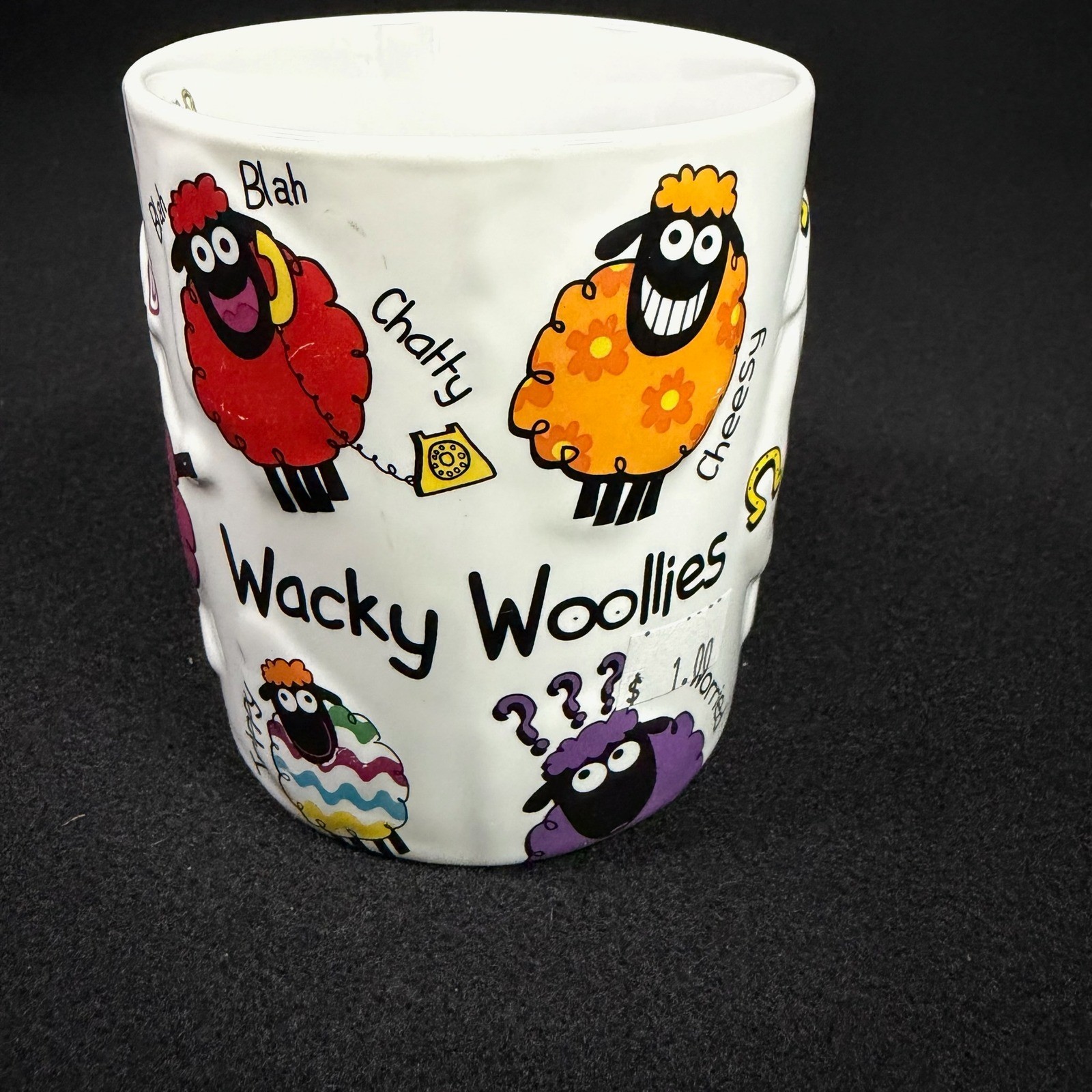 Wacky Woollies Ireland Sheep Coffee Mug Embossed Multicolor Moods White Ceramic