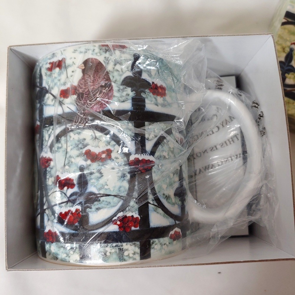 Gift for Bird Lover Coffee Mug Sparrow On The Fence Lang & Wise Vintage 2004