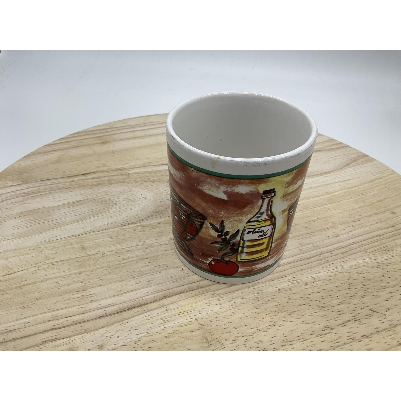 Ceramic Coffee Tea Mug Kitchen Still Life Tomatoe Olive Oil Rustic Unbranded VTG