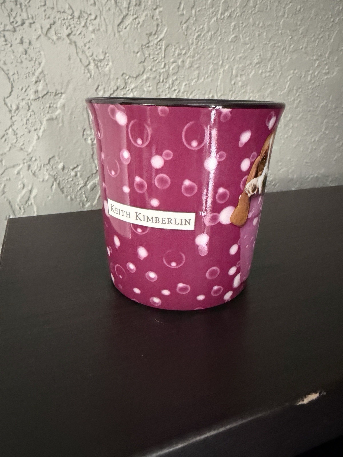 Keith Kimberlin 11 oz Ceramic Coffee Mug Purple Polka Dot Puppy Dog Novelty